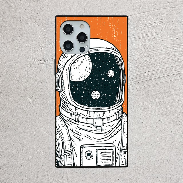 受注生産 iPhoneケース 星空を映す宇宙飛行士ヘルメット｜宇宙飛行士モチーフ RFSP018D