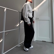 Wジップスウェットショート丈BZ/杢グレー