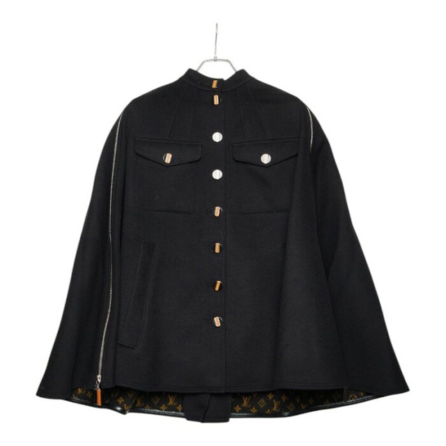 ルイ ヴィトン モノグラム ポンチョ ケープ コート サイズ40 ブラック ウール シルク レーヨン キュプラ レディース LOUIS VUITTON 【中古】