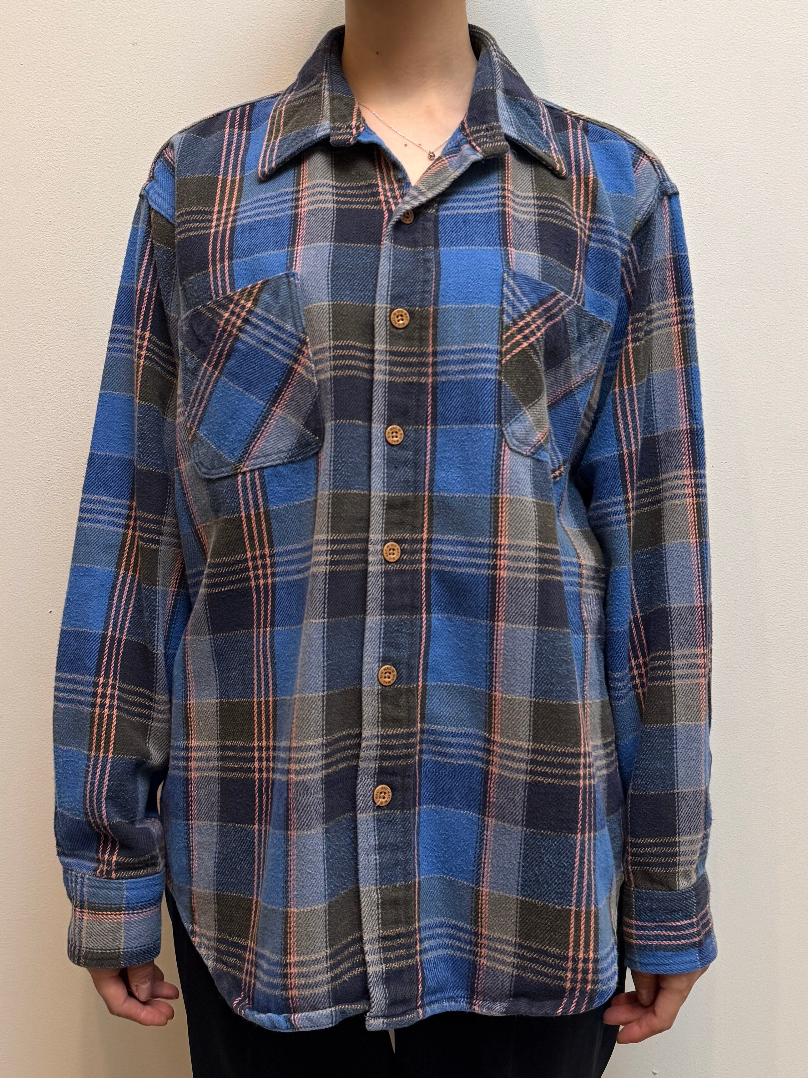 BL18-1 USED CHECK SHIRT -BLUE×PINK-