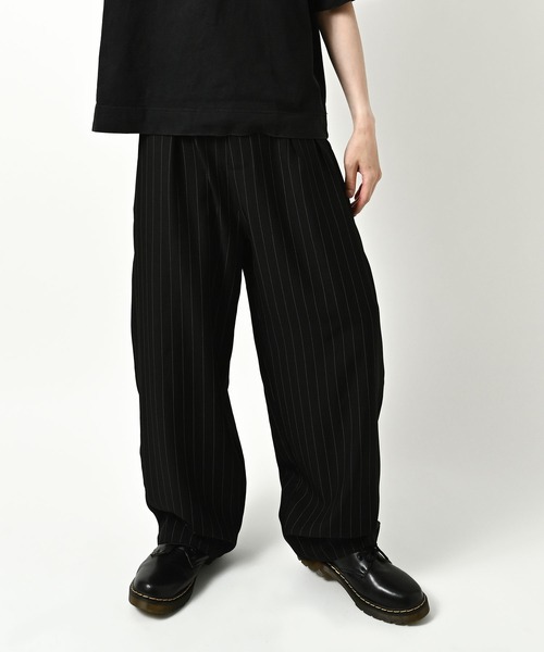 Revertical Striped wide curve pants (BLK) RV9181