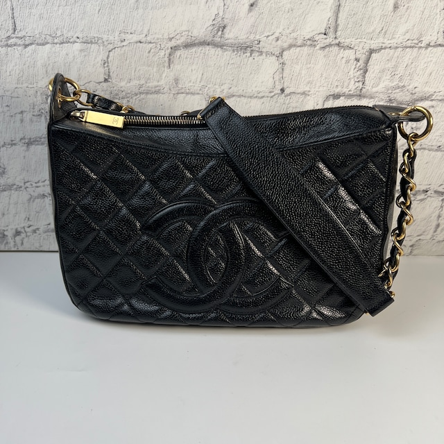 CHANEL シャネル ココマーク キャビアスキン ハンドバッグ ブラック A-8336
