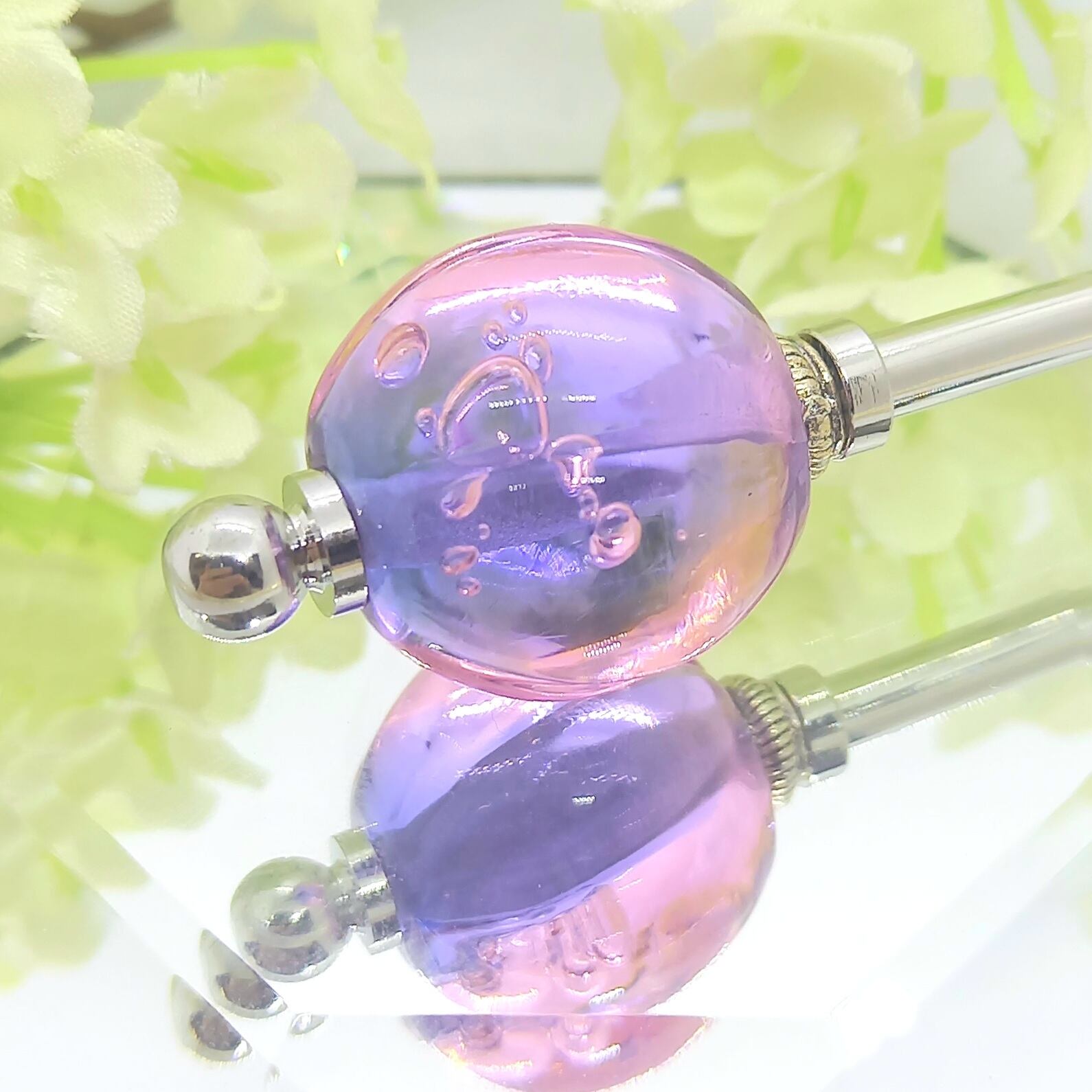 N.S様専用 グラデーションのねじりとんぼ玉・簪 ～紫､ピンクかけ