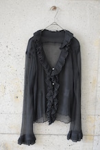 Sheer Crepe Pleated Blouse
