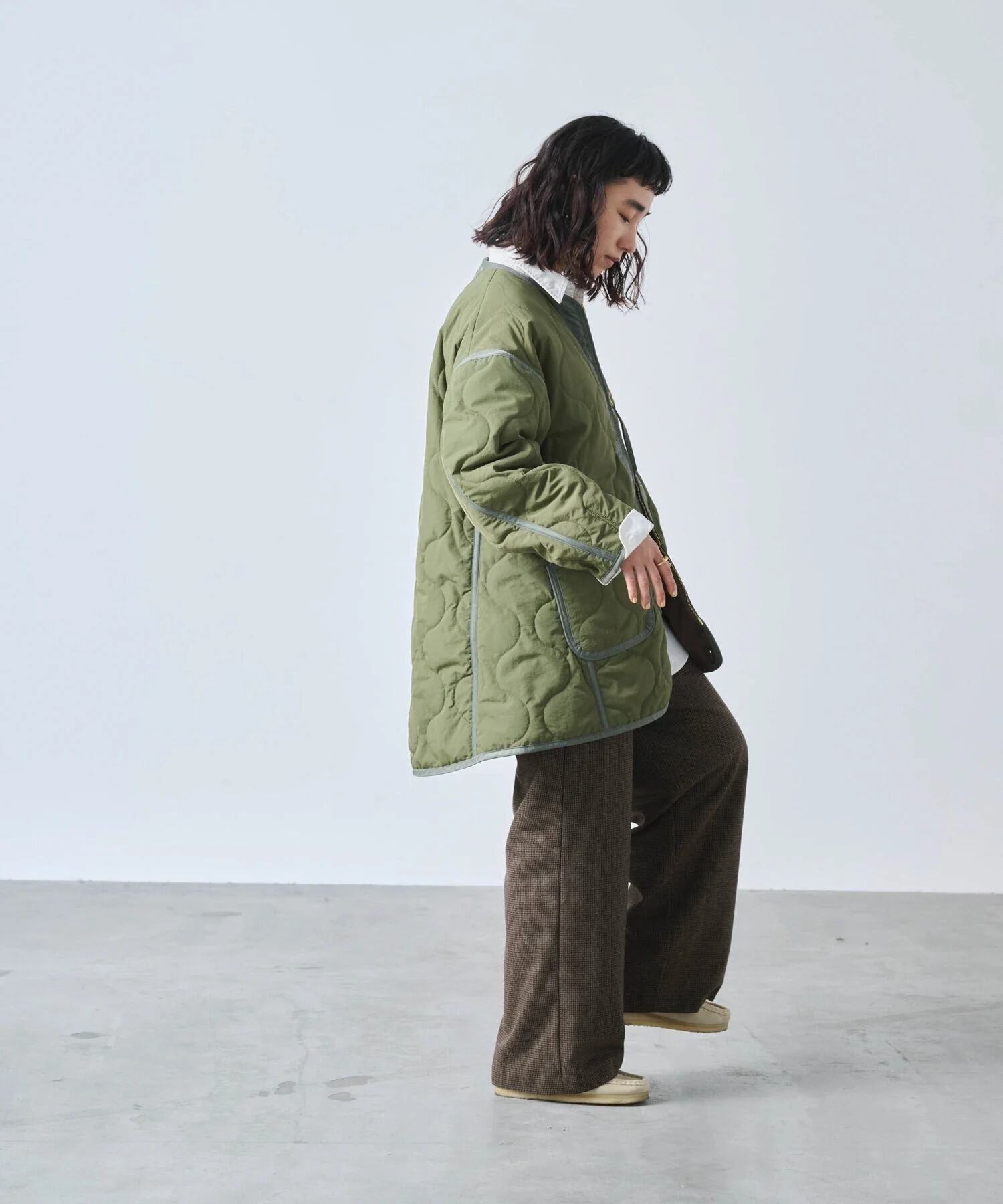 カーキジャケット　コート KHA:KI カーキ レディース ジャケット MIL QUILT ZIP UP JACKET