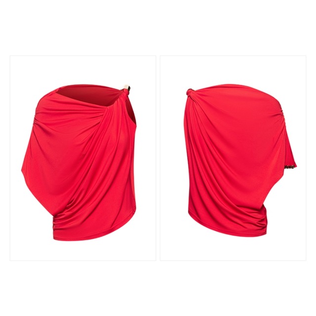 ワンショルダー ドレープ ダンストップス  2col　D00364