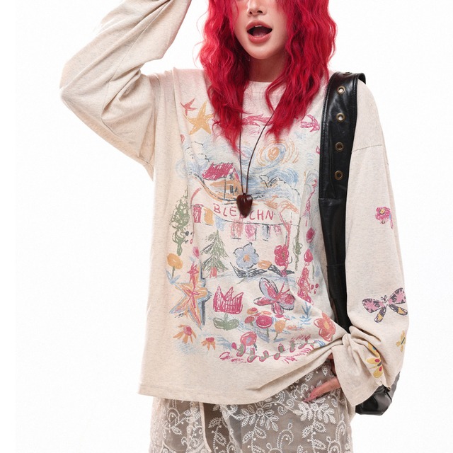 dreamy drawing long tee　ドリーミードローイングロングティー　J1715