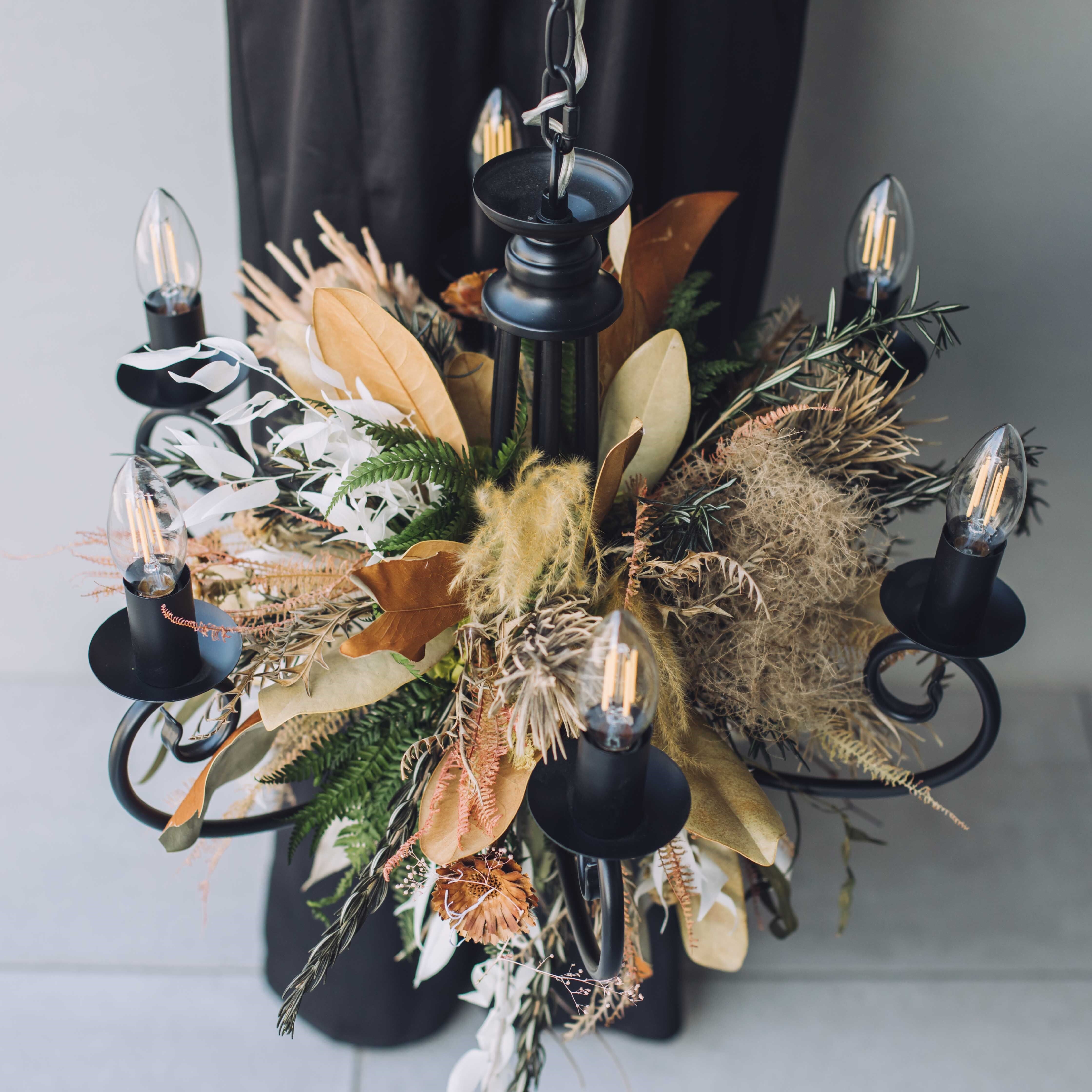 中型6灯 / ナチュラル / 品番 s6_25 / 照明・ドライフラワー