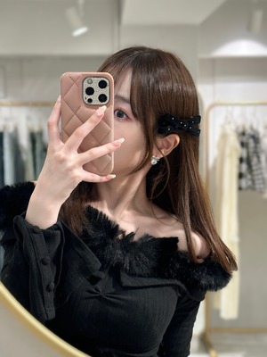velour bijou ribbon hair clip