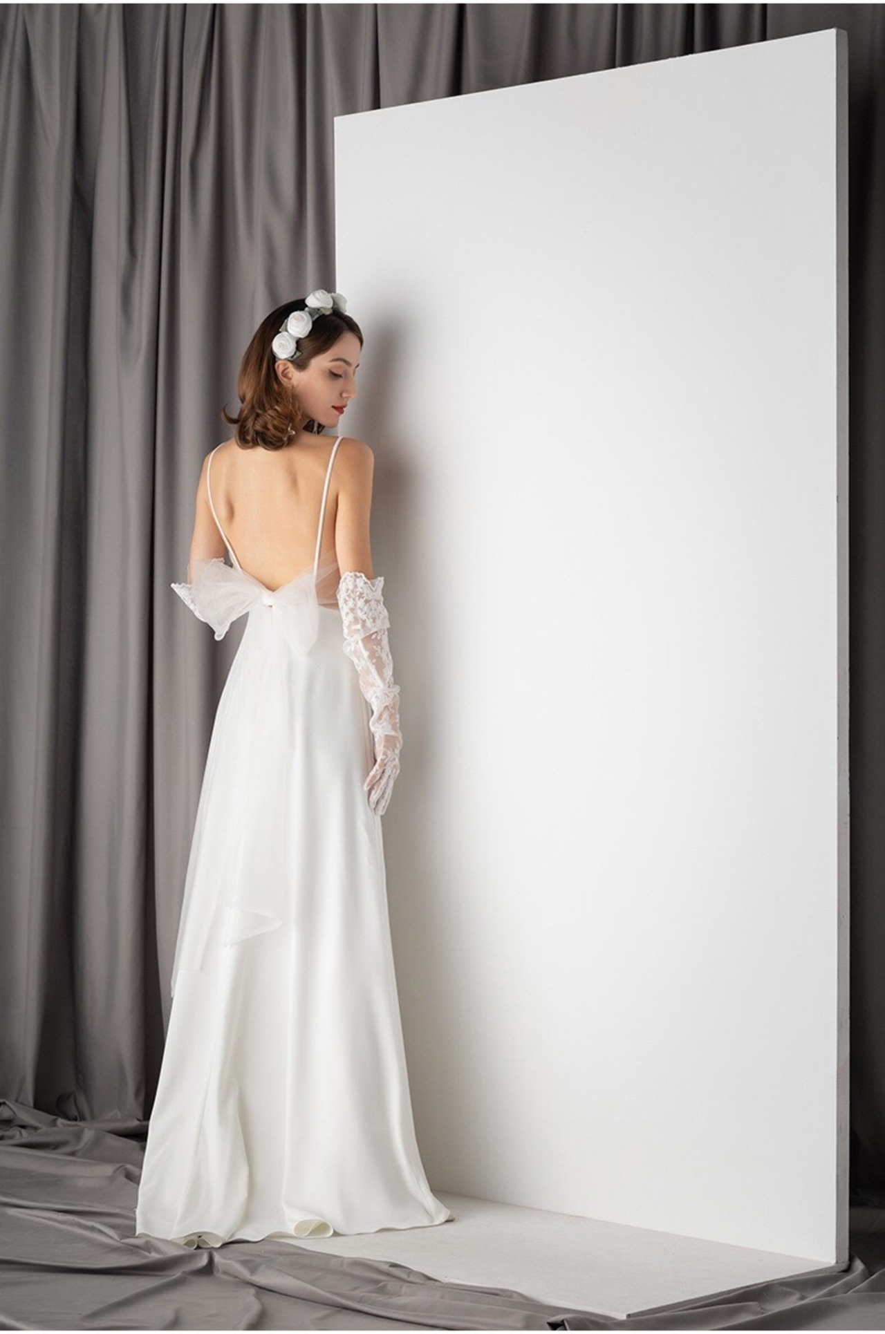 フランス風 ウエディングドレス オフホワイト キャミソール 前撮り 2次  