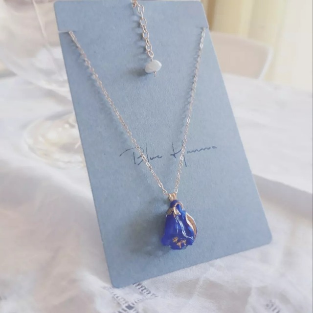 14kgf necklace,  blue flower