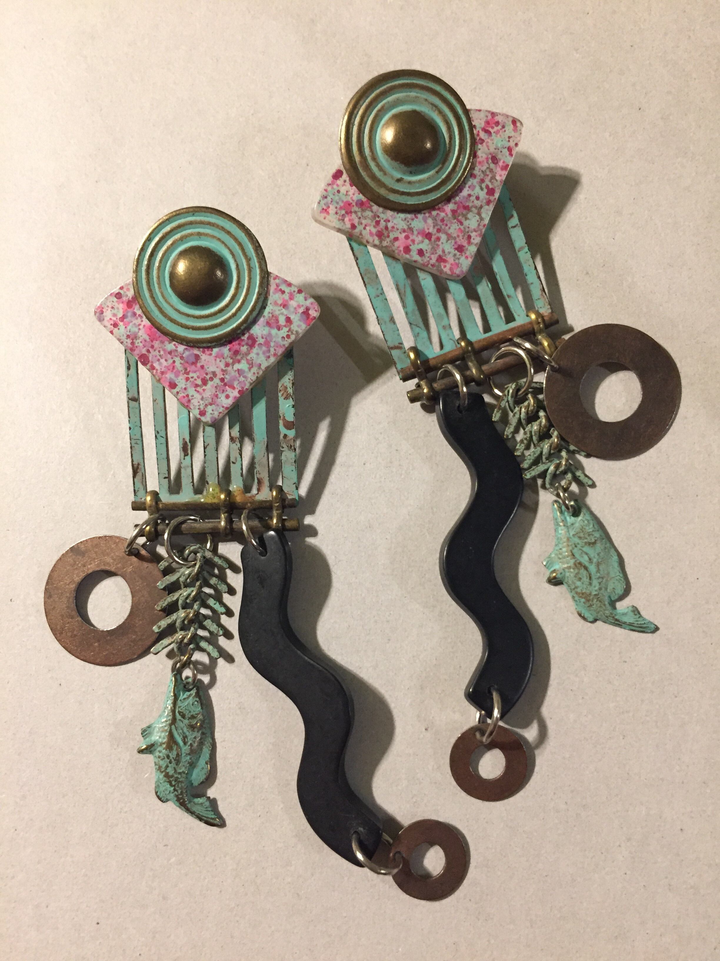 70s dead stock fish pierced earrings ( ヴィンテージ  未使用 魚 ピアス)