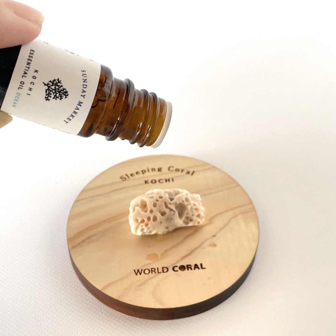 Sleeping Coral 宝石珊瑚と土佐ヒノキのアロマオイルのデュフューザー