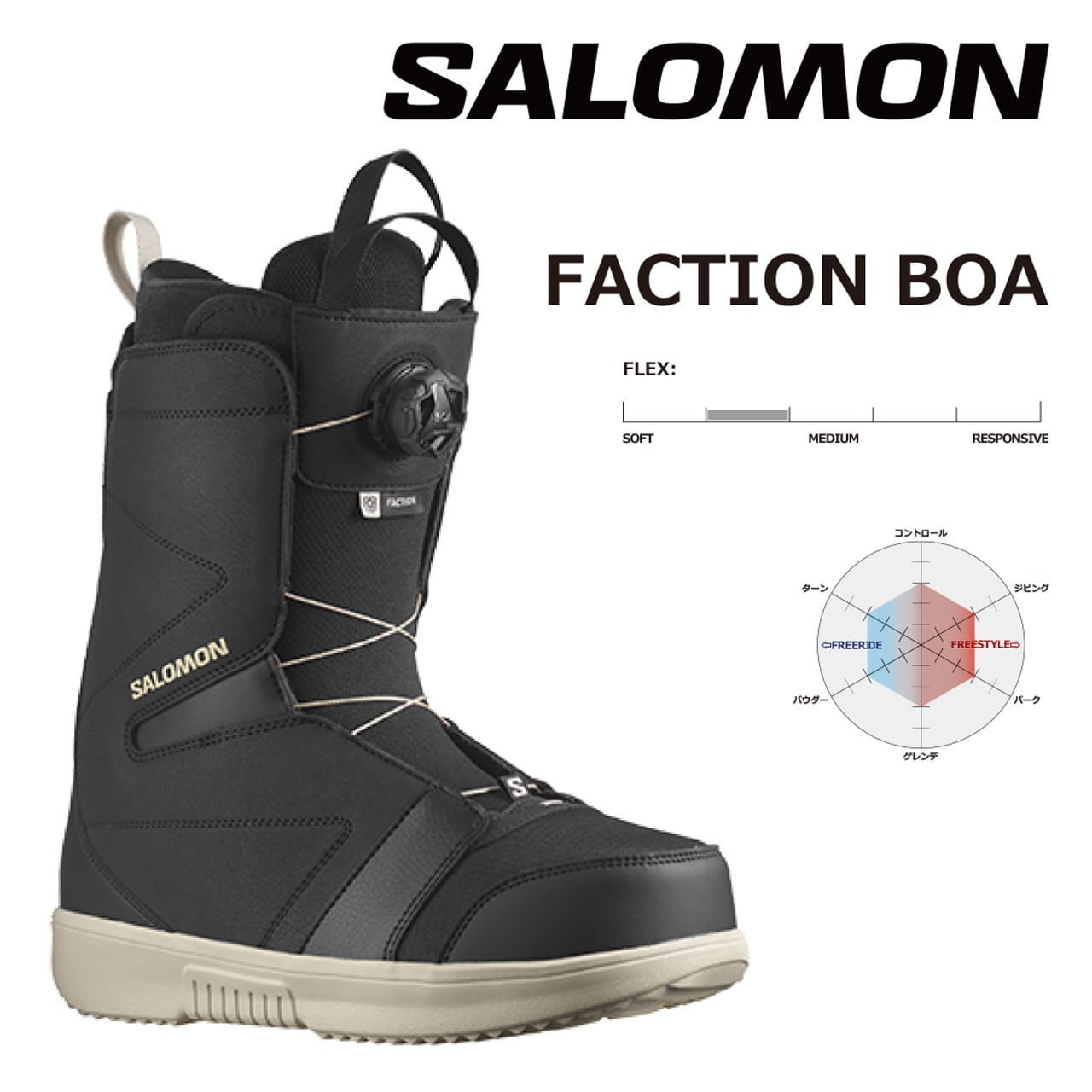 23-24年モデル . SALOMON .『 FACTION BOA 』. Black . サロモン ...