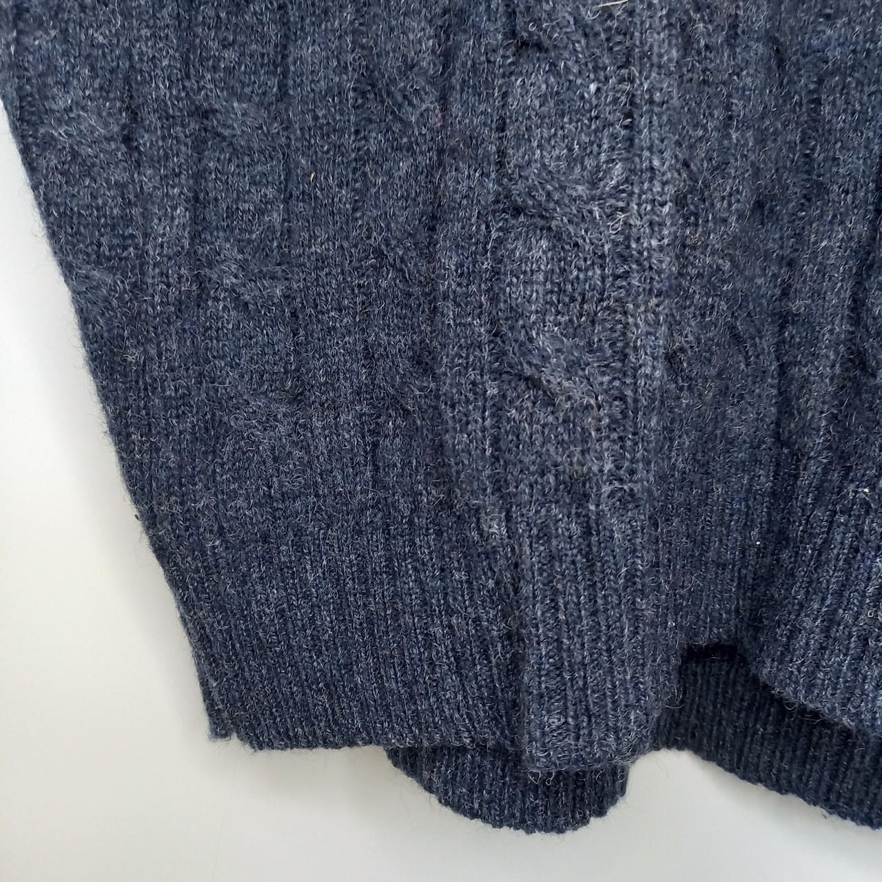 エルエルビーン　ケーブル　ニットベスト　セーター　ウール　アラン　ネイビー　L