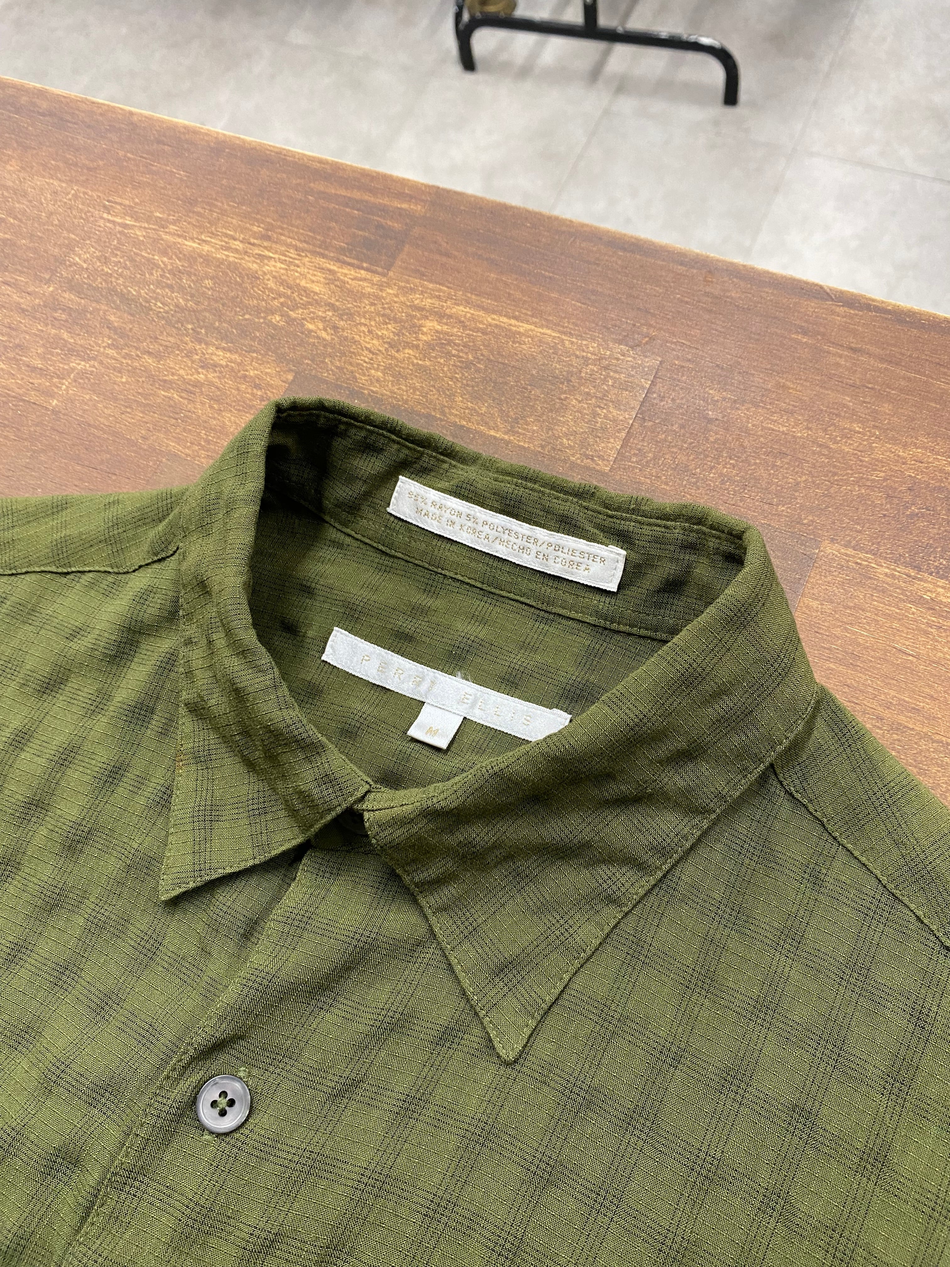 90s PerryEllis Rayon Seersucker Ripstop Check Shirt/L | ACIDHOUSE