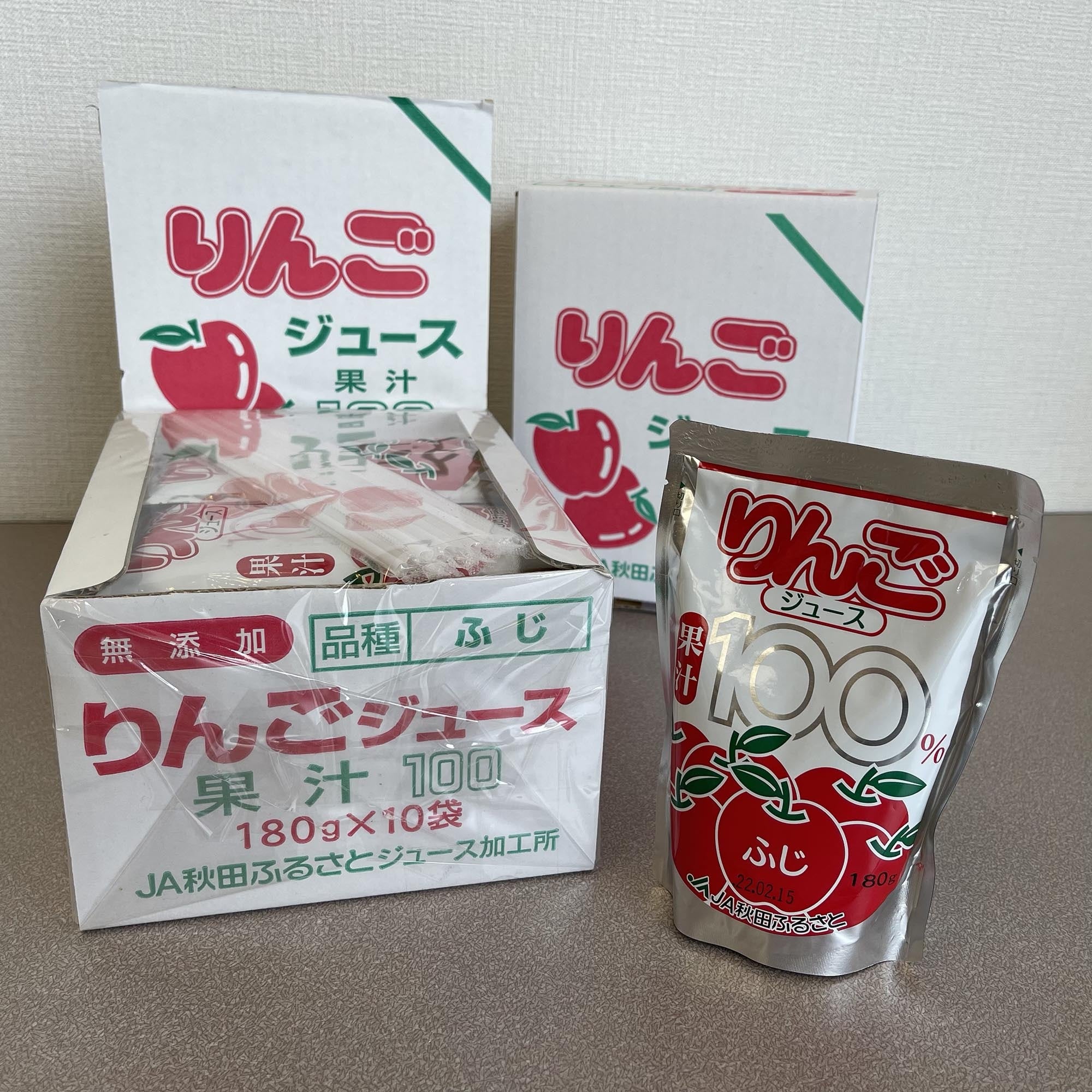 JA秋田ふるさと 果汁100%りんごジュース（ふじ／180g×10袋） | 小町の