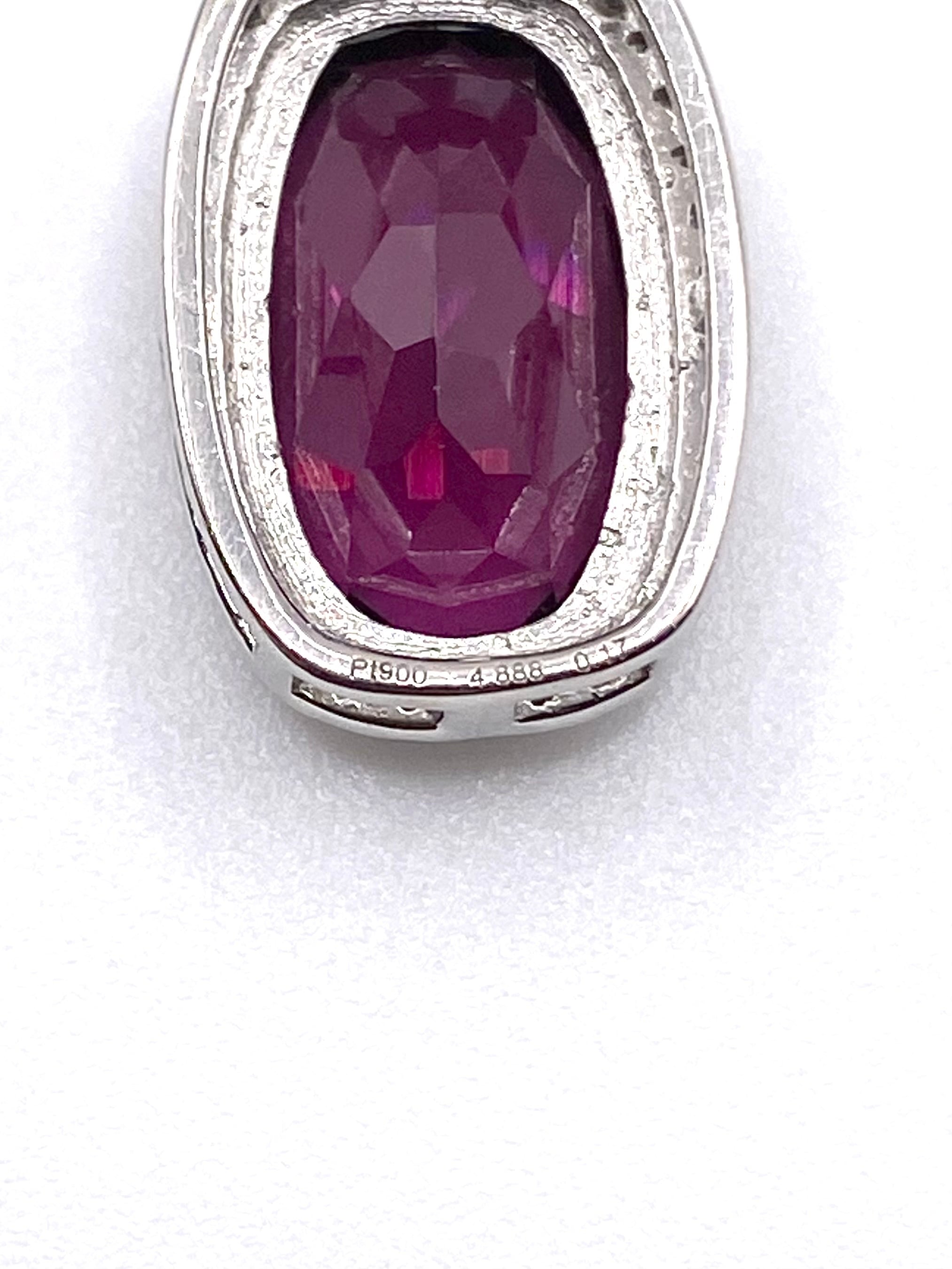 ロードライトガーネット 4.888ct / ダイヤモンド 計0.17ct Pt900/850
