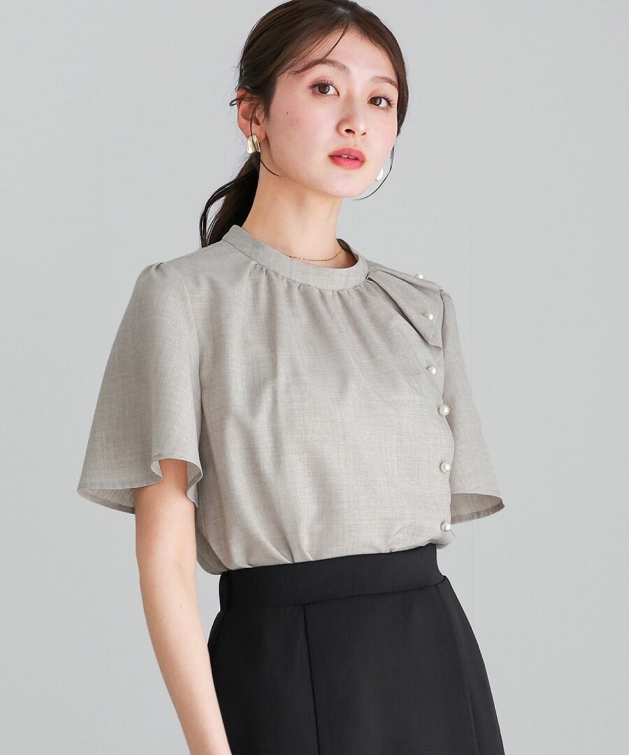 着るだけで華やぐ 】 サマーメランジクロス・アシメフリルパール