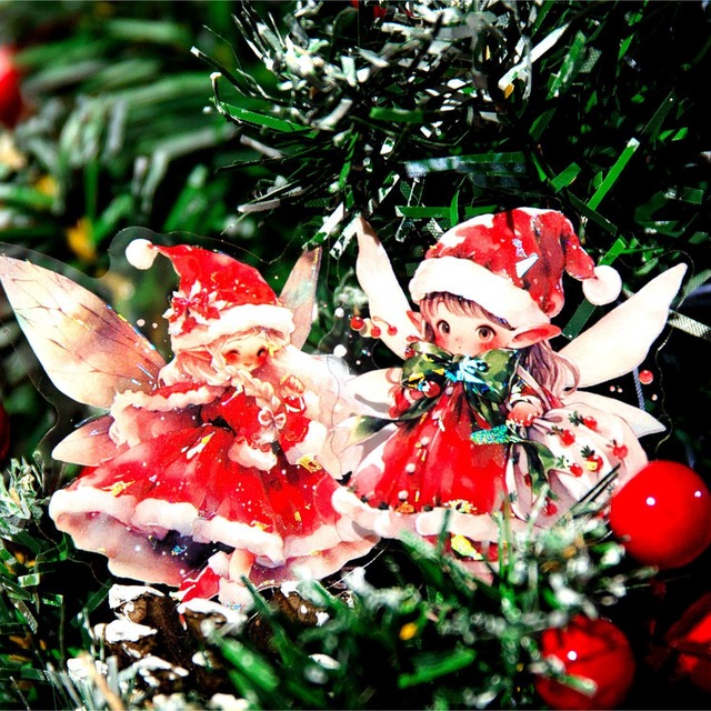 クリスマスな少女たちのホログラムPETシールセット　10枚入り　圣诞惊喜降临（Christmas Surprise Arrives）シリーズ[YJ-22s]