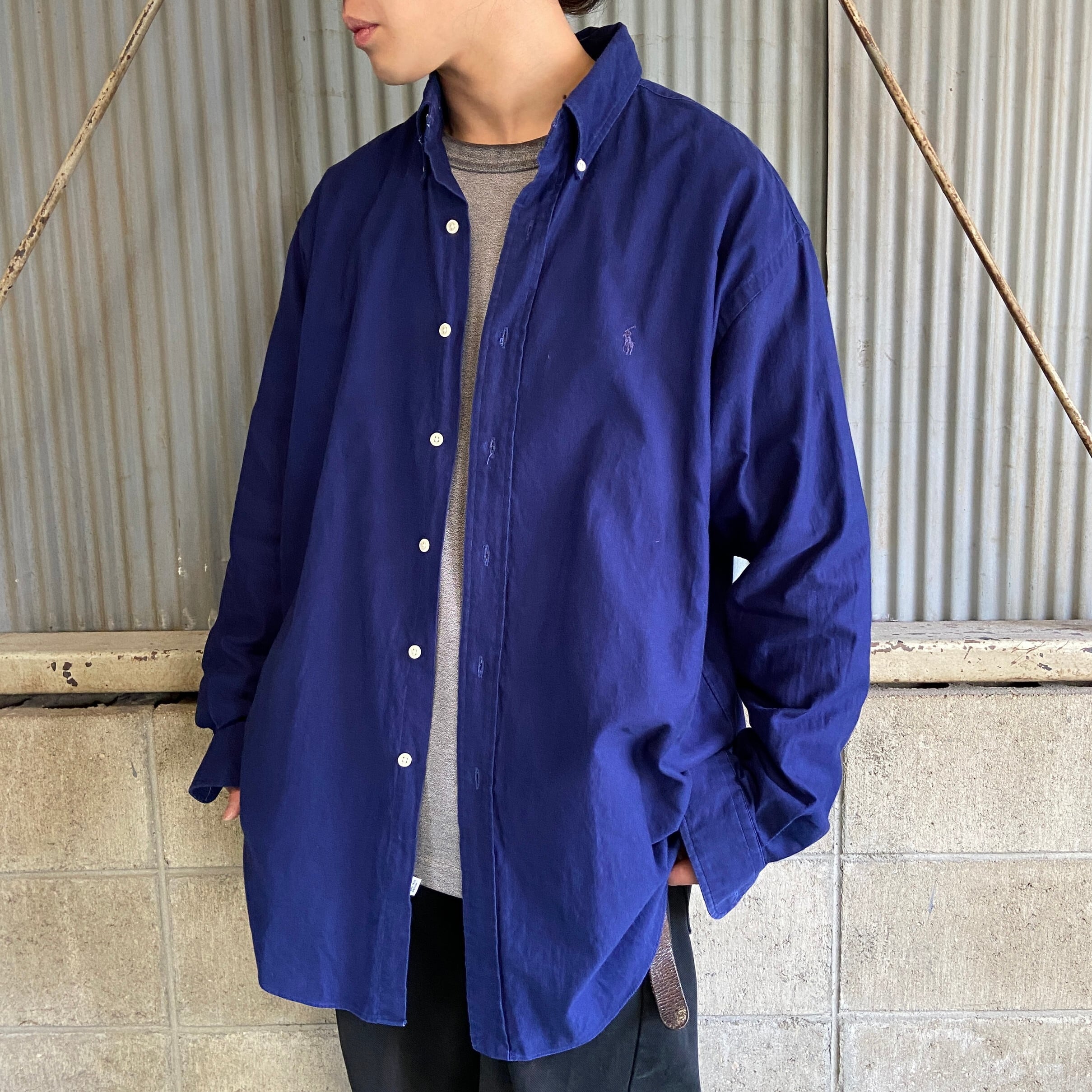 90年代 Ralph Lauren ラルフローレン BLAKE コットンツイルシャツ 