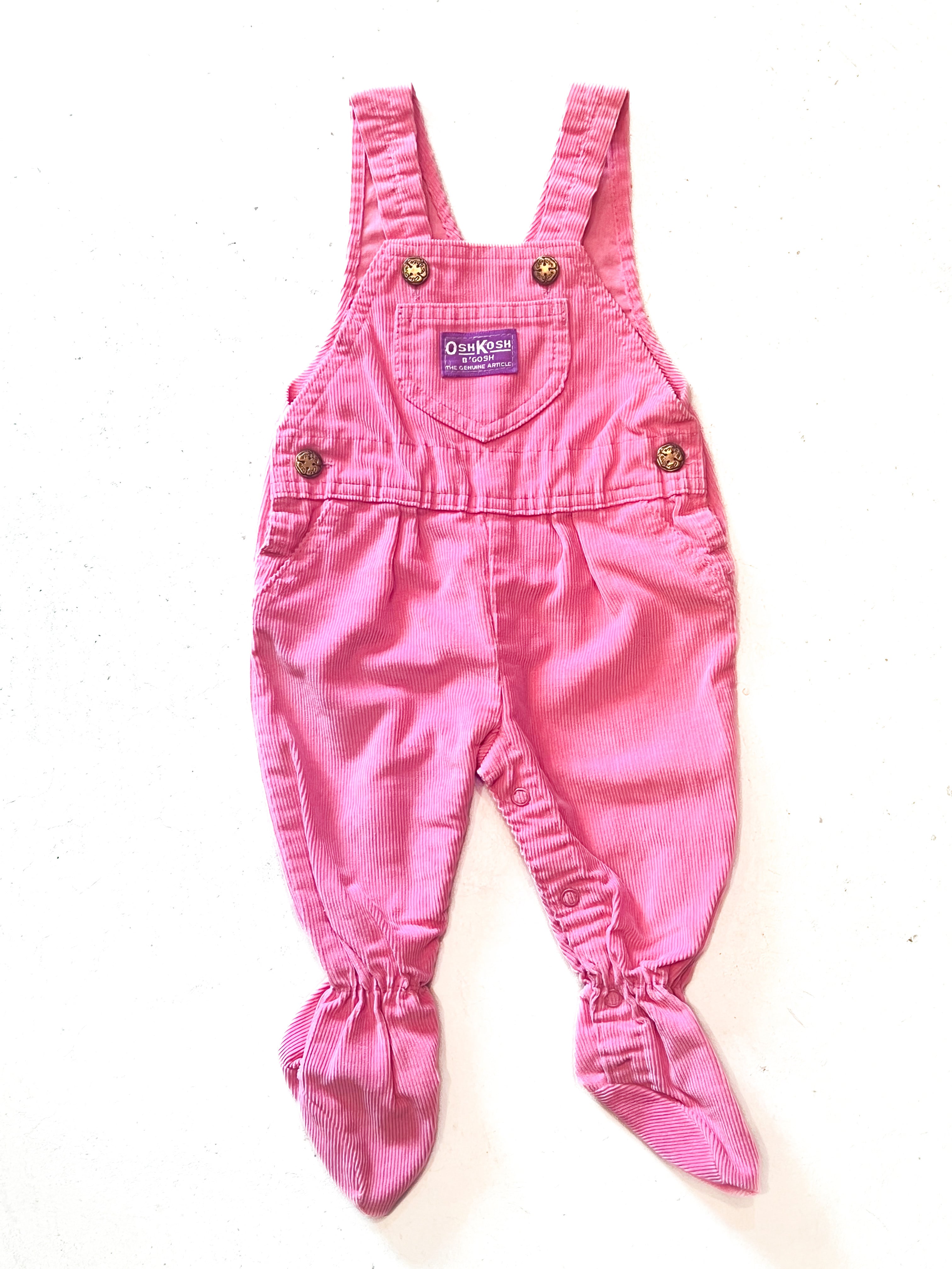 【50-60cm】VINTAGE 80'S オシュコシュ ピンクコーデュロイ 足付き オーバーオール【b197】