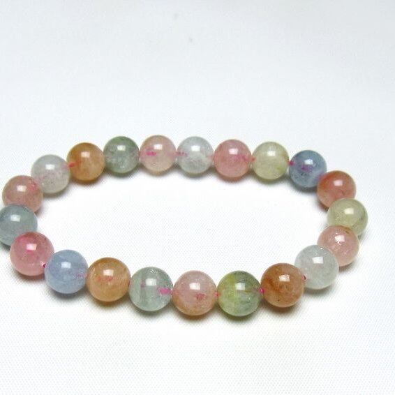 ミックスカラーベリル ブレスレット 9mm 一点物 メール便可 [M便 1/10] 111-48869