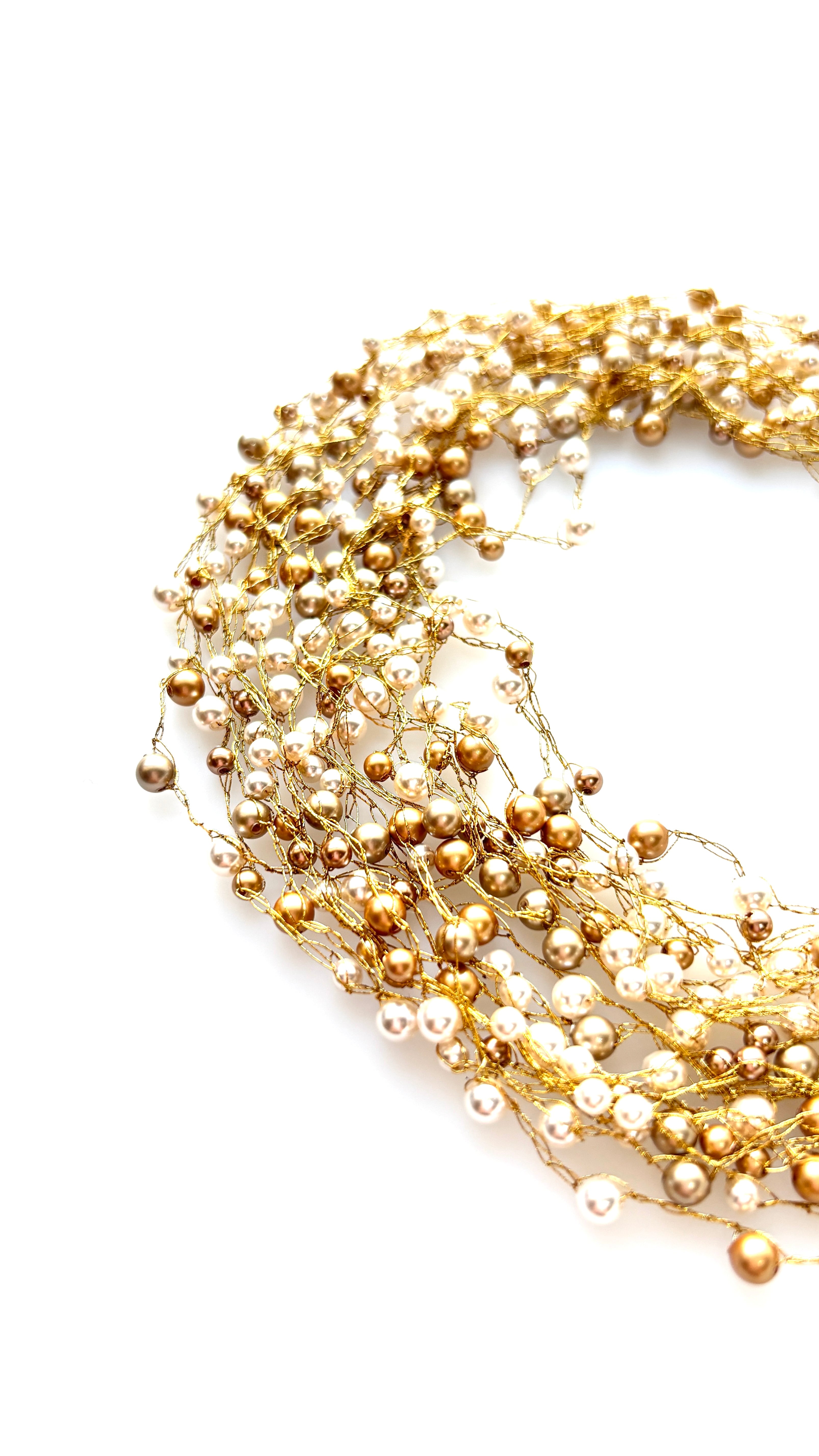 【クロシェ ロングネックレス(パール・ゴールドフィラガン/約70cm)】