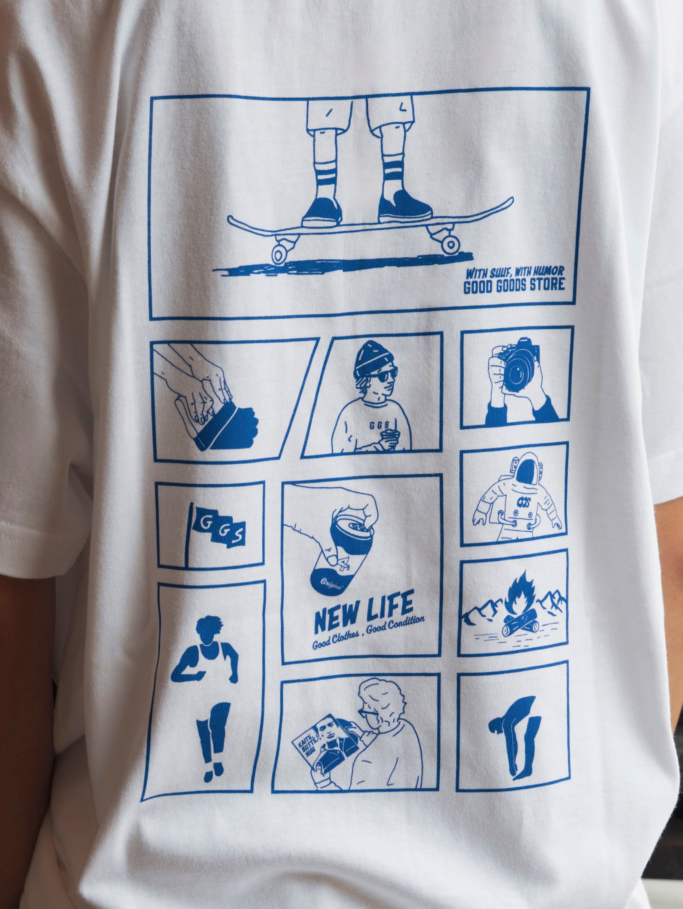 NO BAYSTARS,NO LIFE. Tシャツ ホワイト×ネイビー L NEW LIFE/T-shirt | 四々舎/GOOD GOODS STORE