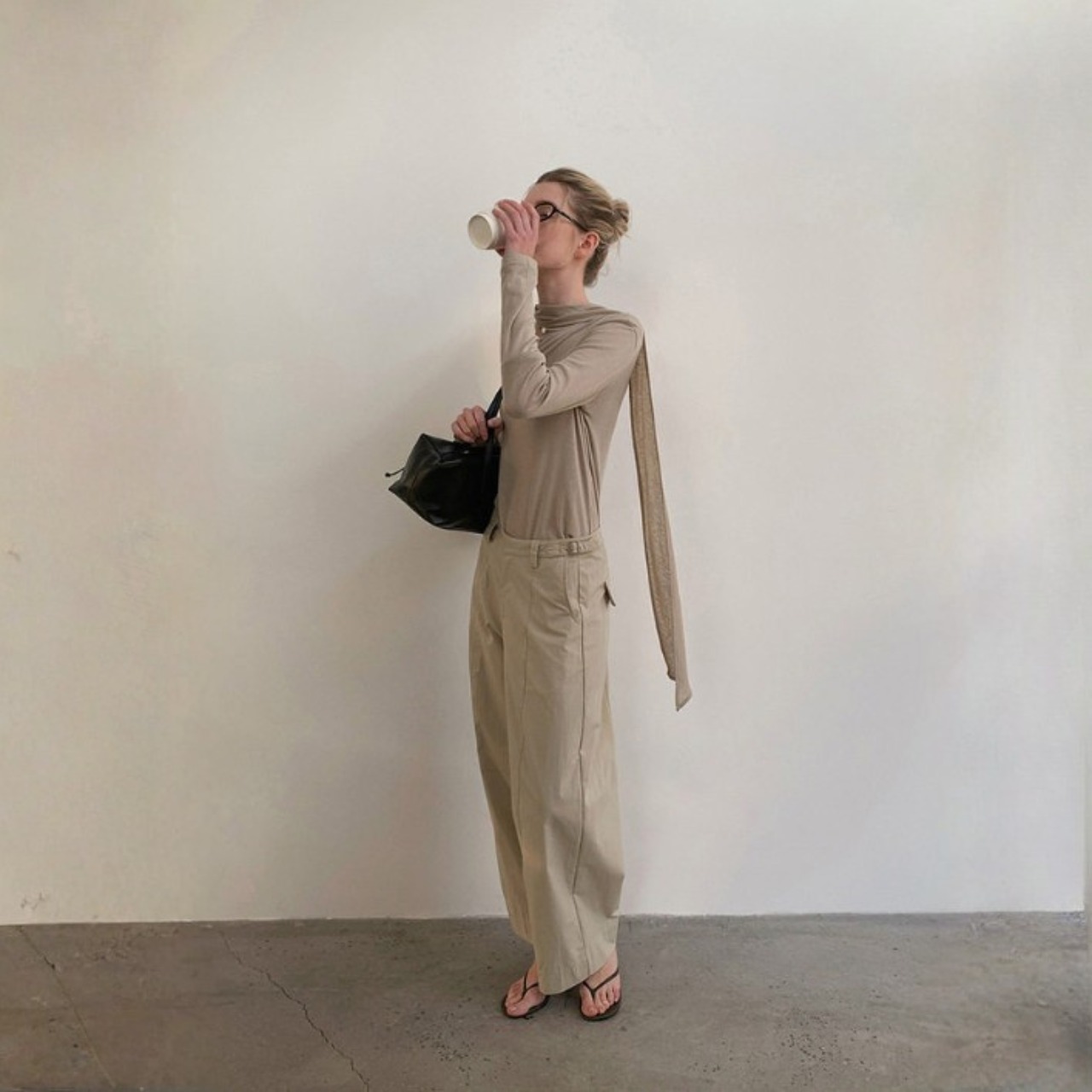 Léger Scarf Henley Top F0598