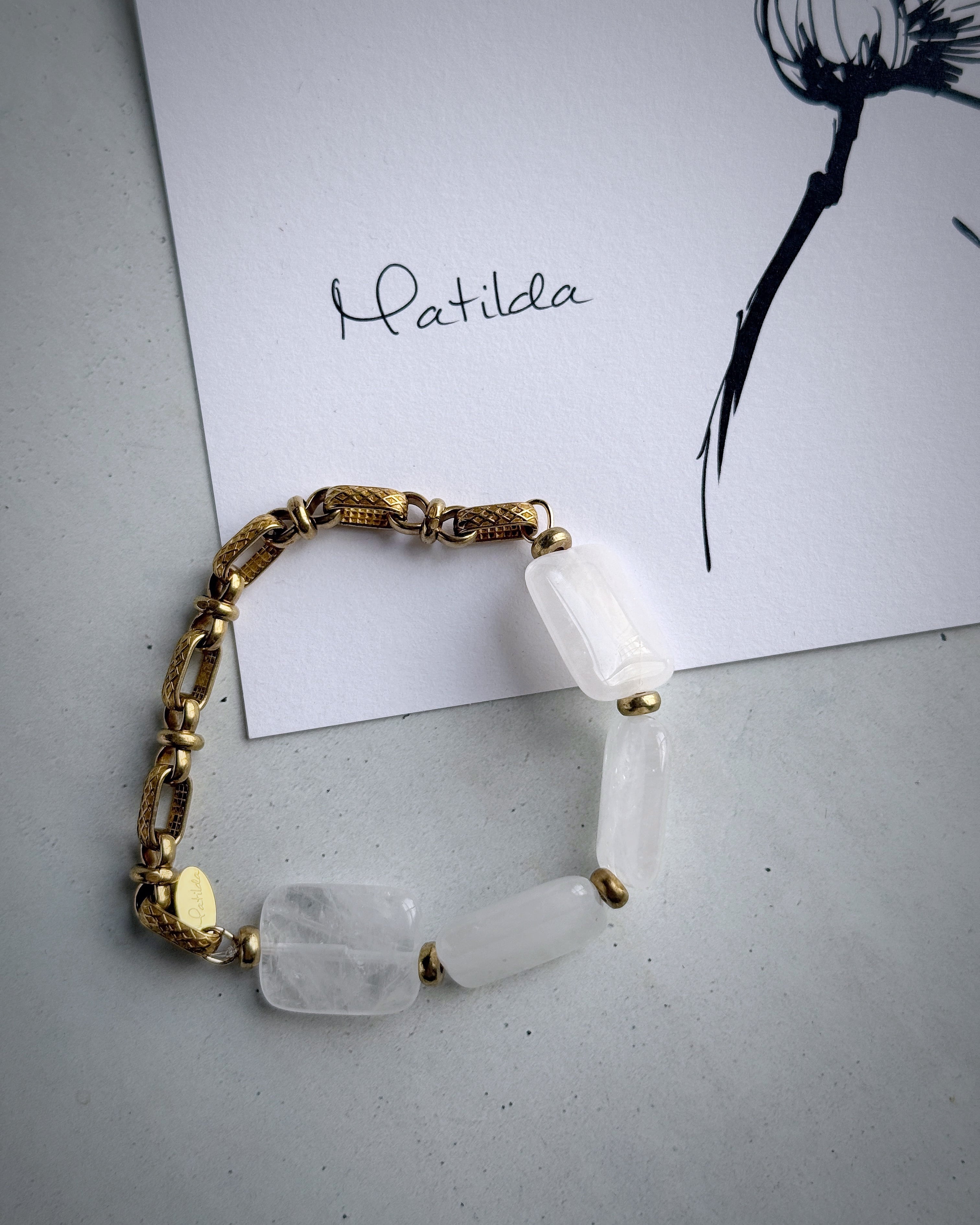 Chain & stone bracelet(クォーツ)