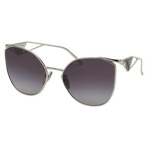 プラダ トライアングルロゴ サングラス キャットアイ グラデーションレンズ SPR50Z シルバー ブラック メタル レディース PRADA 【中古】