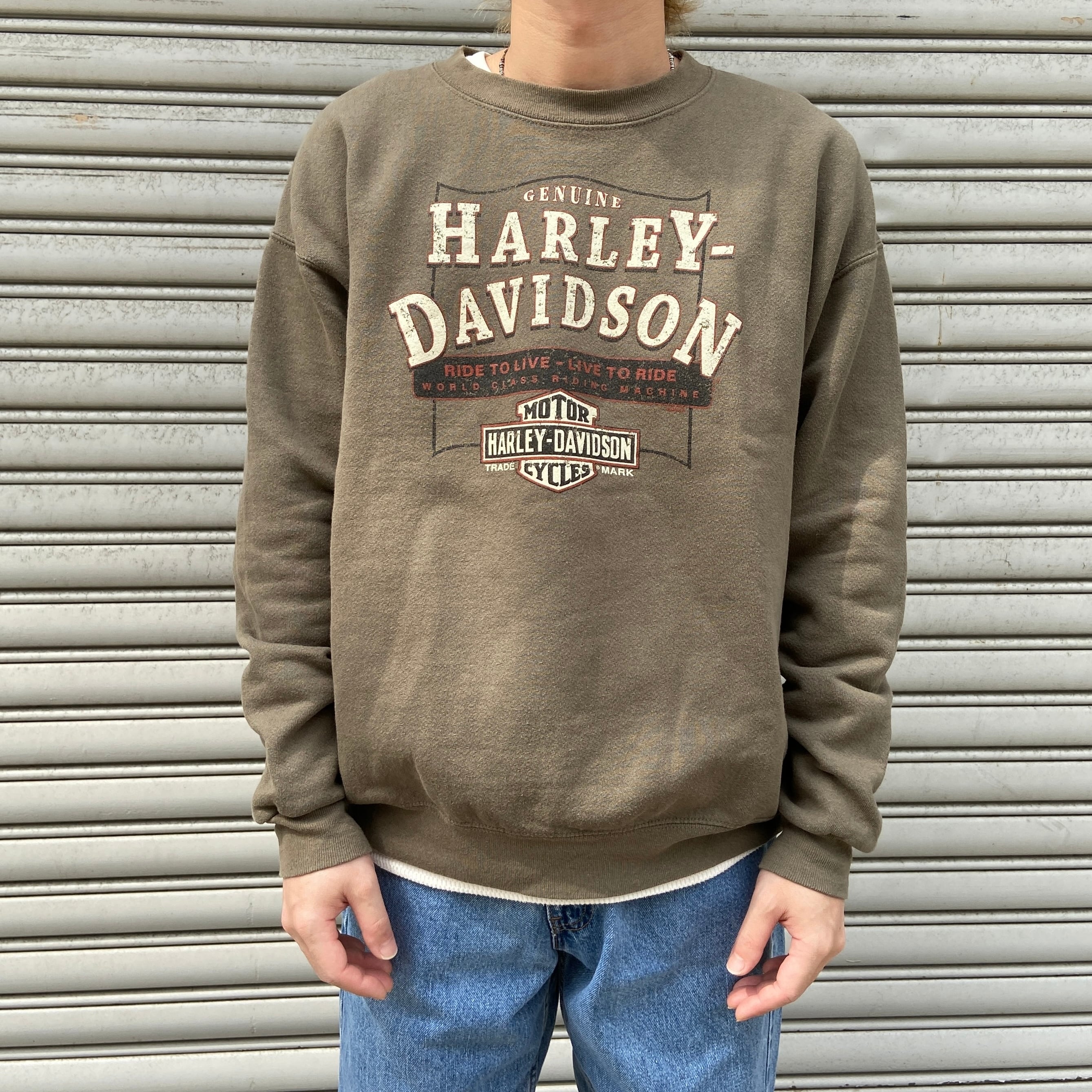 HARLEY DAVIDSON ハーレーダビッドソン ロゴスウェット カーキ L HARLEY DAVIDSON ハーレーダビッドソン ロゴスウェット カーキ L