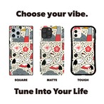 受注生産 iPhoneケース 花と鳥の白背景民芸柄｜鳥モチーフ FMSY004B