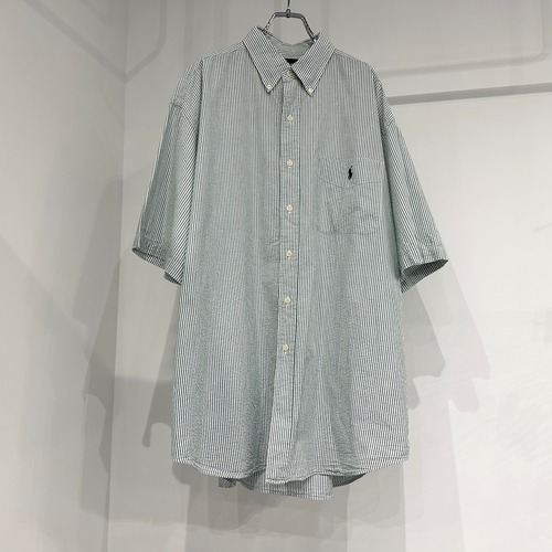 【USED】Ralph Lauren ラルフローレン ボタンダウンシャツ 半袖 シアサッカー ストライプ