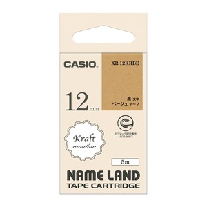 【特価処分】カシオ ラベルライター ネームランド クラフトテープ 12mm XR-12KRBE ベージュに黒文字