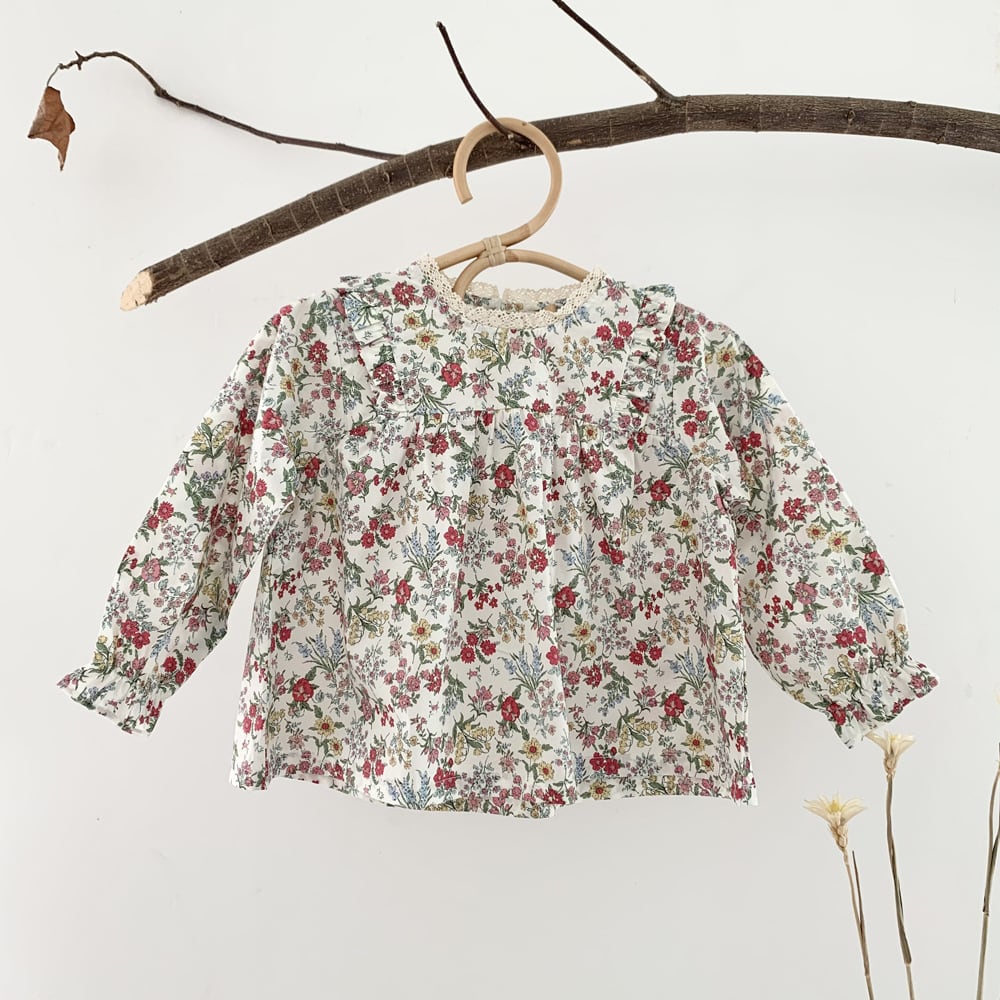 [ 新作 ] [ 即納 ] 小花柄コットンブラウス 女の子 シャツ 子供服