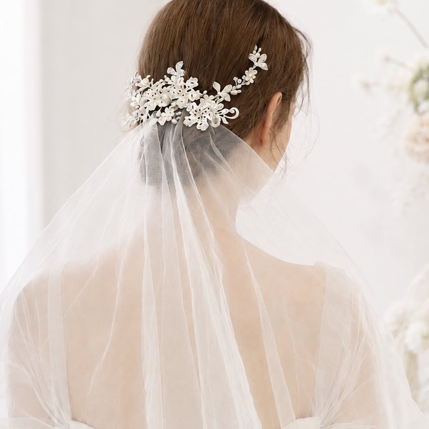 y27-hd153【ヘッドドレス】ブライダルヘアアクセ フラワー リーフ