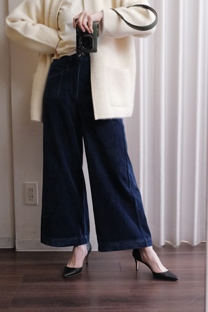 velor denim wide pants blue