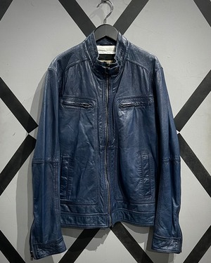 【X VINTAGE】 Beautiful Blue Color Goat Nappa Leather Single Riders Jacket