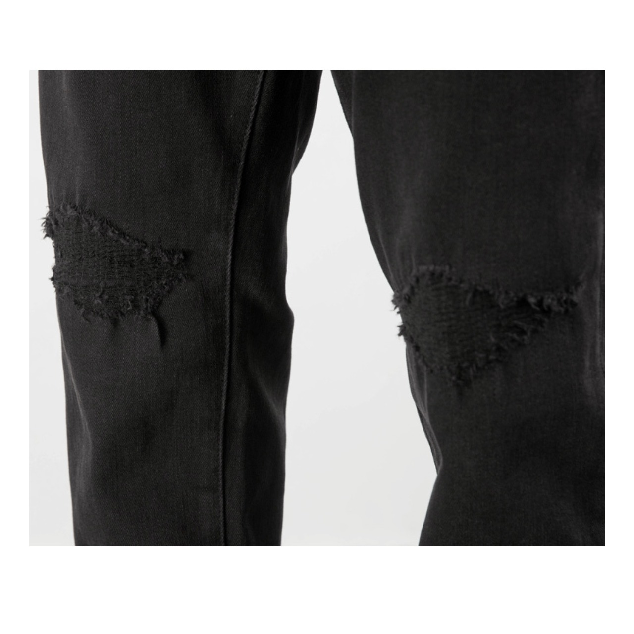 テーパードスタイル  ブラックデニムパンツ af0021