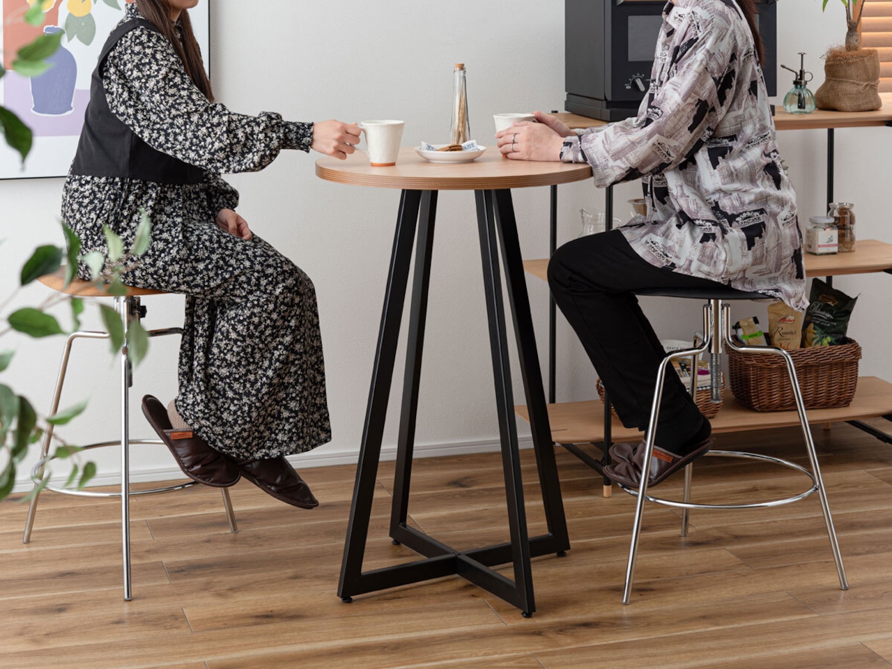 丸型60cm ハイテーブル(ナチュラル)高さ90.5cm アジャスター付き・画像8