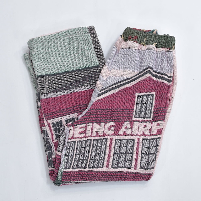 Remake リメイク ルーズシルエット ジャガード  総柄 デザイン ラグパンツ ブランケット タペストリー パッチワーク イージーパンツ 再構築 ゴブラン ユニセックスサイズ W62～102cm