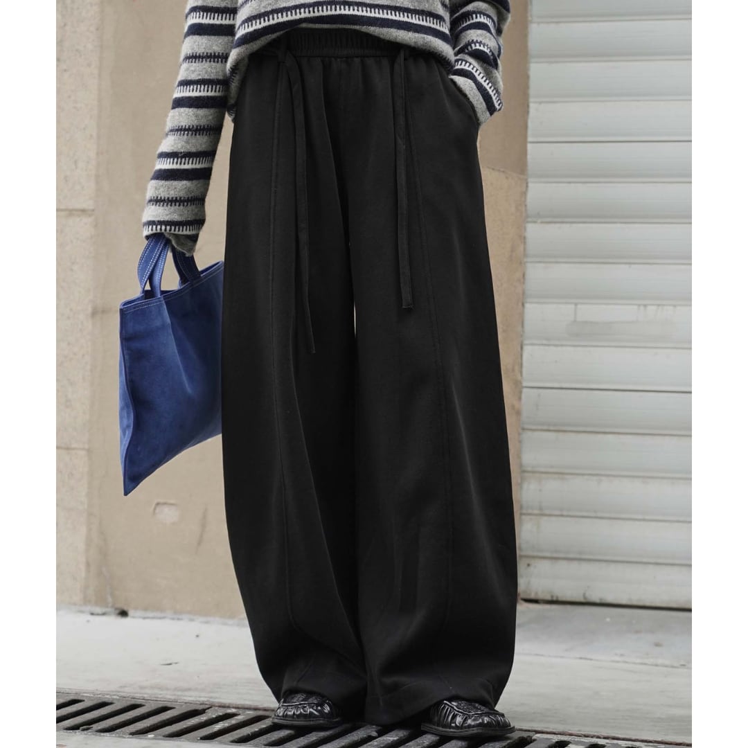 Elastic waist wide leg relaxed pants G882