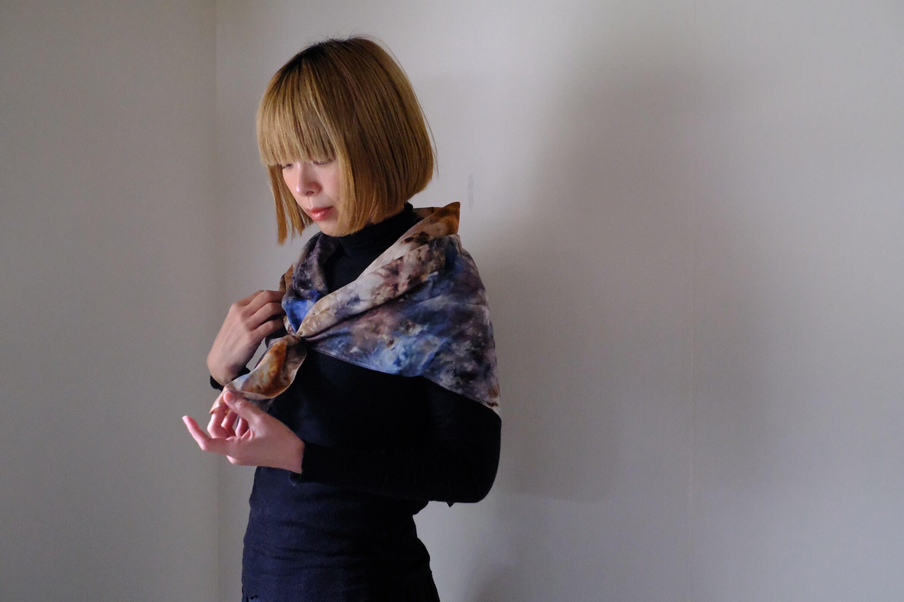 コットンシルクスカーフ　o-0534