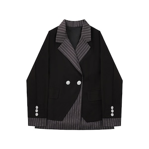 FAKE-LAYERED DESIGN DOUBLE BREAST BLAZER JACKET 1color M-5638