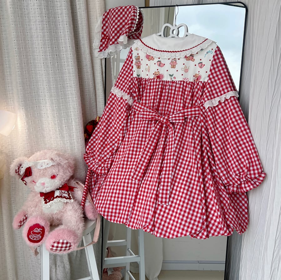 じゅん⭐️新品未使用⭐️ギンガムうさぎが可愛い⭐️ロングワンピース PUNYUS（プニュズ）の「ギンガムチェックフリルロングワンピース