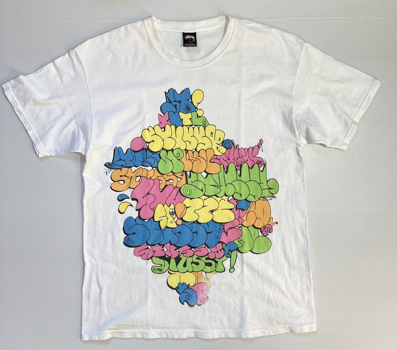 STUSSY POP プリント Tシャツ 白 Lサイズ OLD | Punch Out