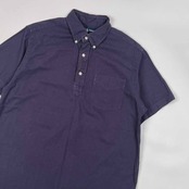 90s Ralph Lauren ラルフローレン ハーフボタン BD ボタンダウン ピケ 半袖シャツ M/くすみパープル系 メンズ ビンテージ