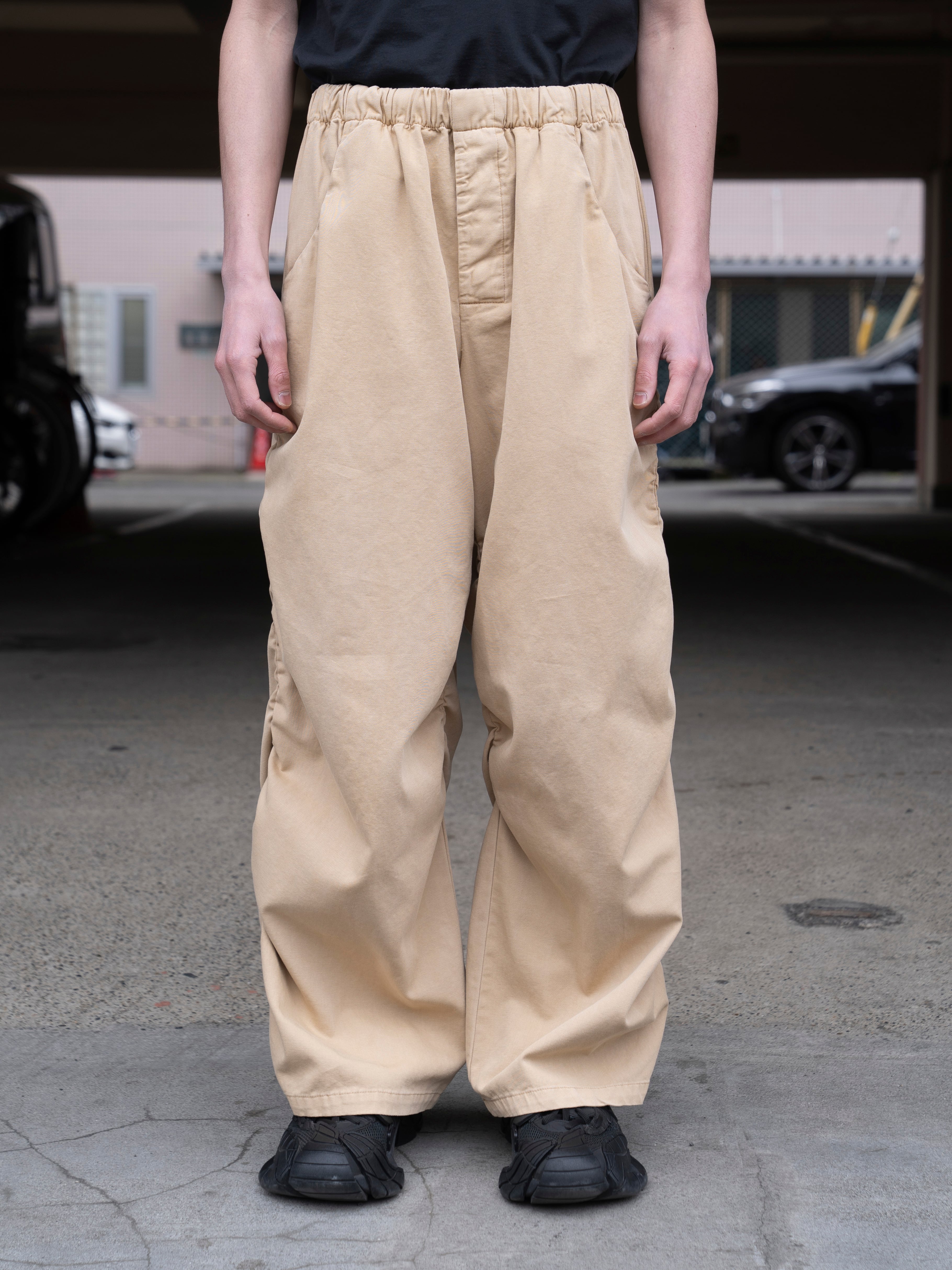 GABRIELA COLL GARMENTS THIN CANVAS DRAPED TROUSERS SAND S14-267